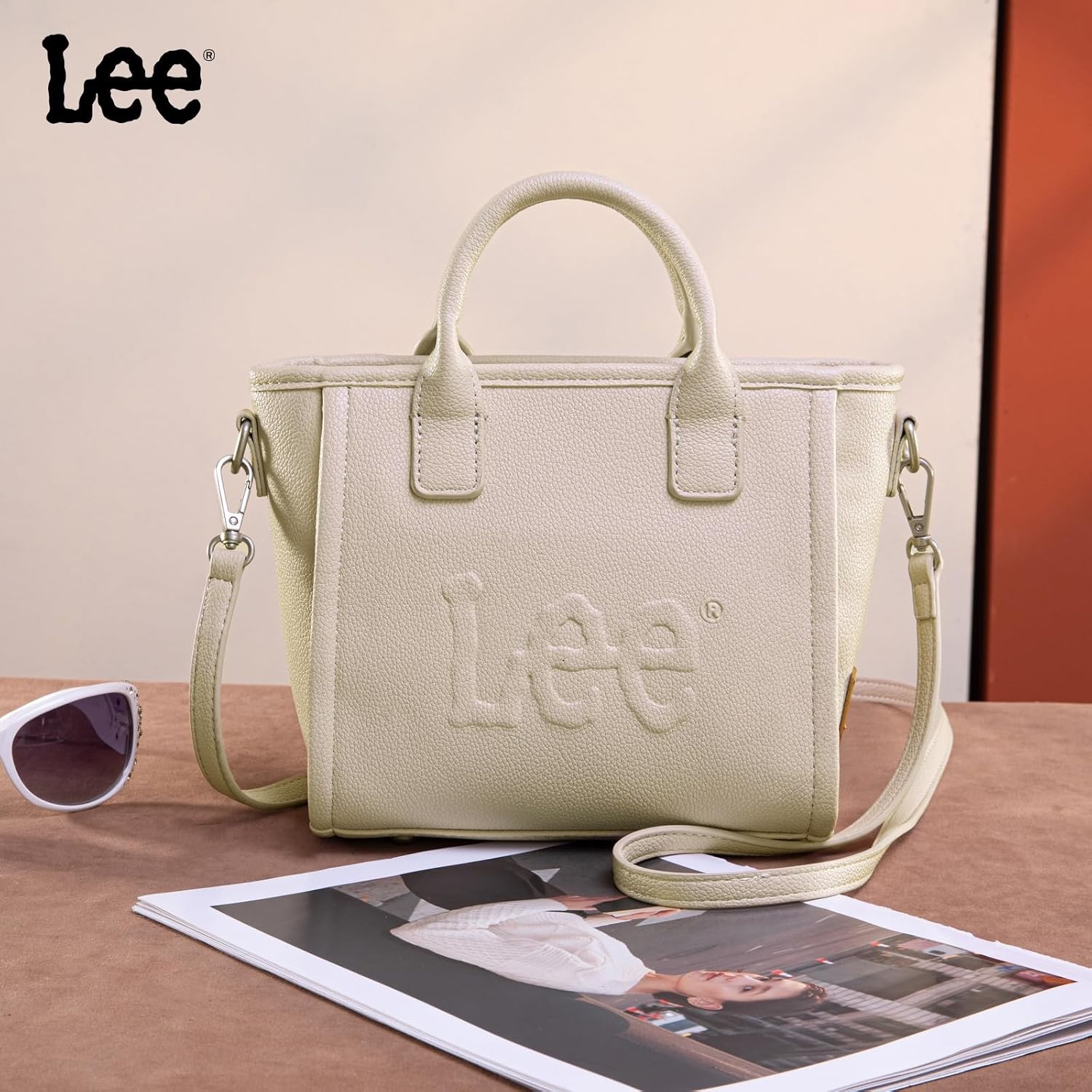 image:imageLee Vegan Leather amp Denim Tote Bag Duo Chic Versatile Combo for Everyday Style