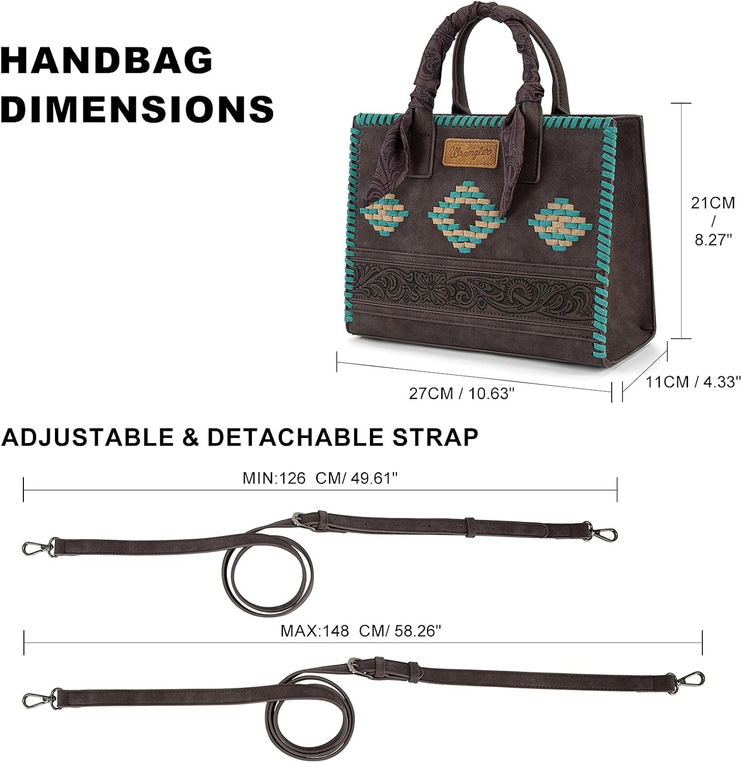 image:imageMontana West Wrangler Tooling Tote Bag for Women Western Satchel Handbags Tophandle Purses with ScarfCoffee