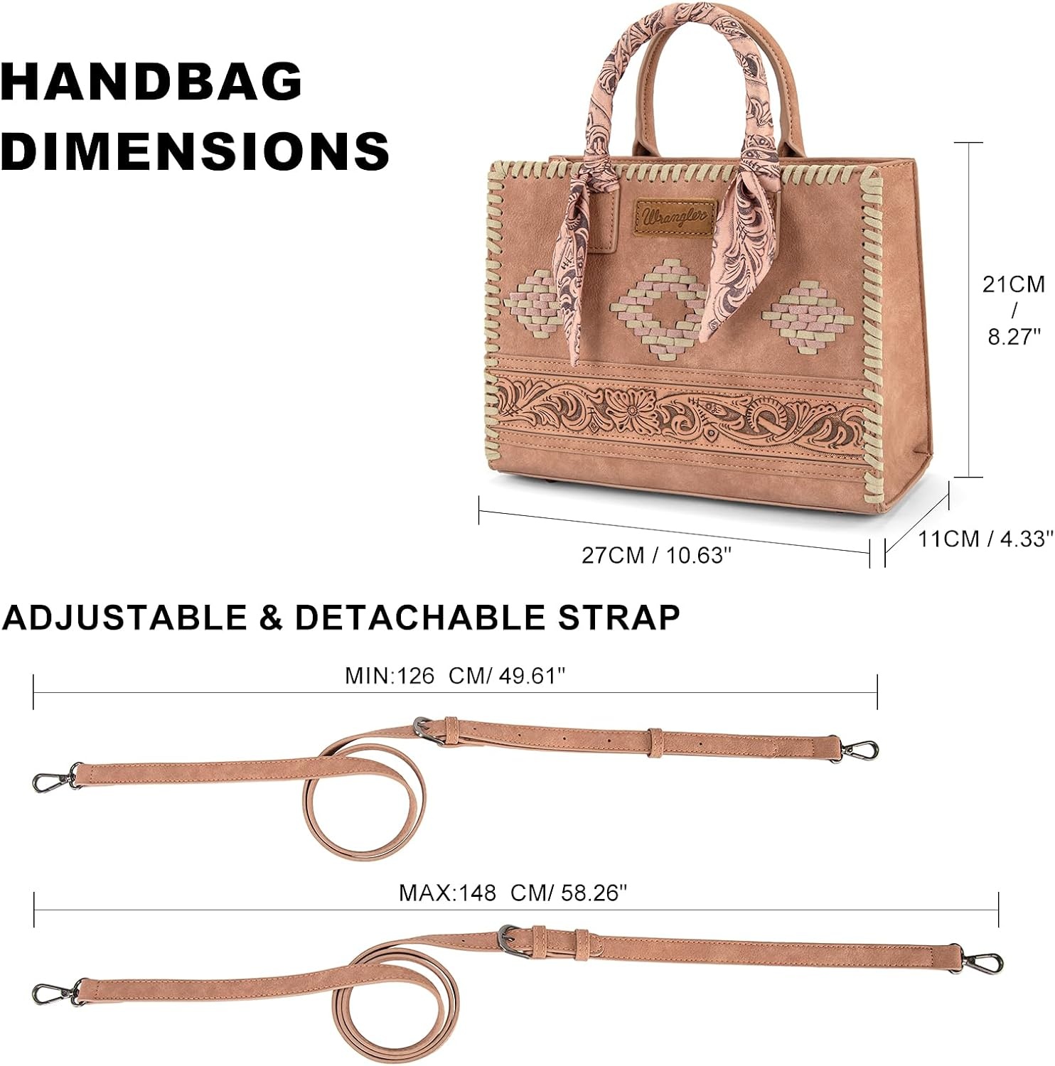 image:imageMontana West Wrangler Tooling Tote Bag for Women Western Satchel Handbags Tophandle Purses with ScarfDark Pink
