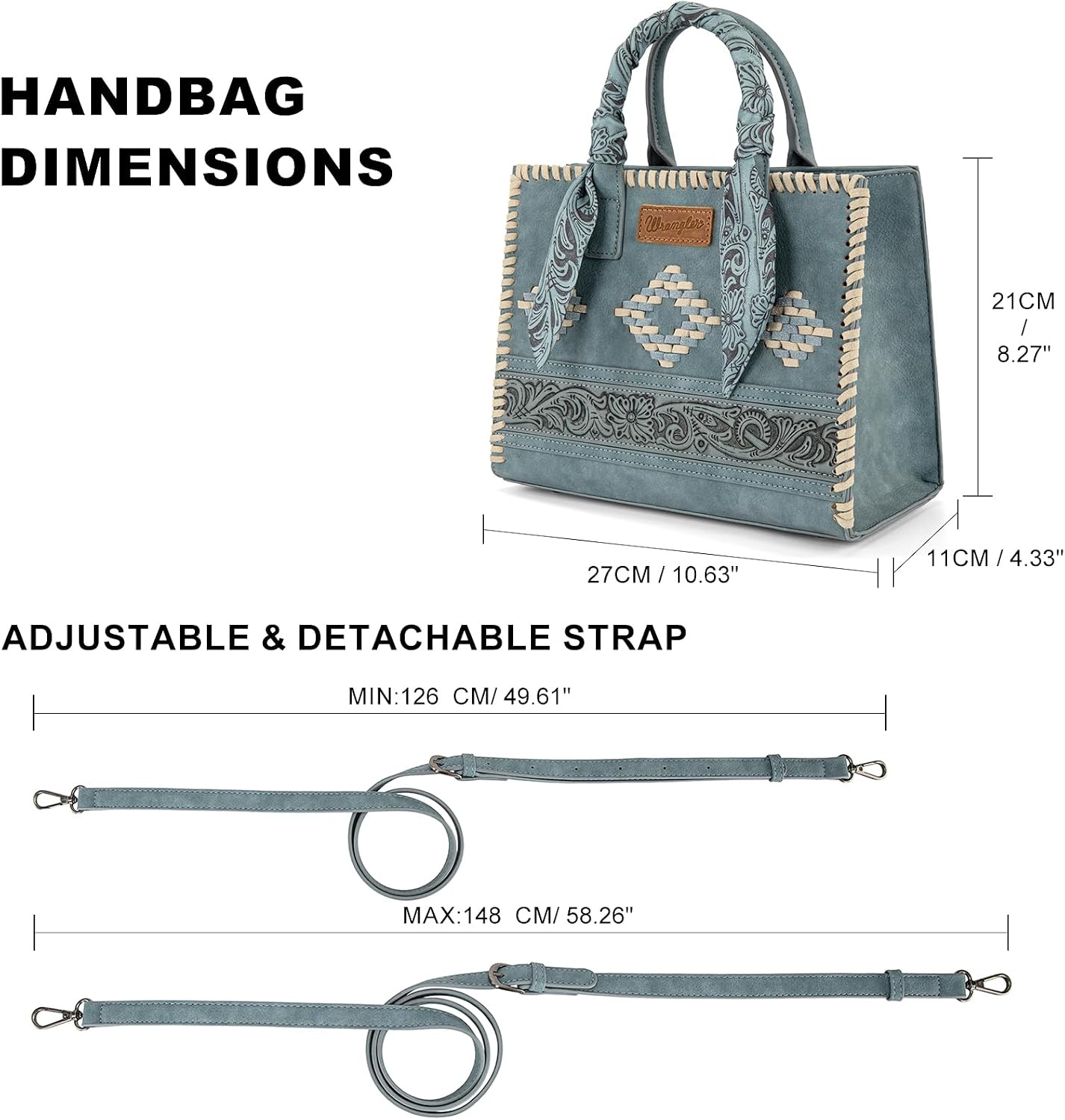 image:imageMontana West Wrangler Tooling Tote Bag for Women Western Satchel Handbags Tophandle Purses with ScarfJean