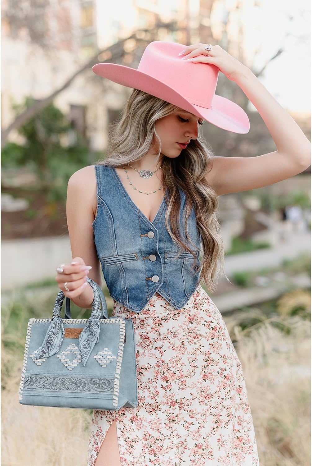 image:imageMontana West Wrangler Tooling Tote Bag for Women Western Satchel Handbags Tophandle Purses with ScarfJean