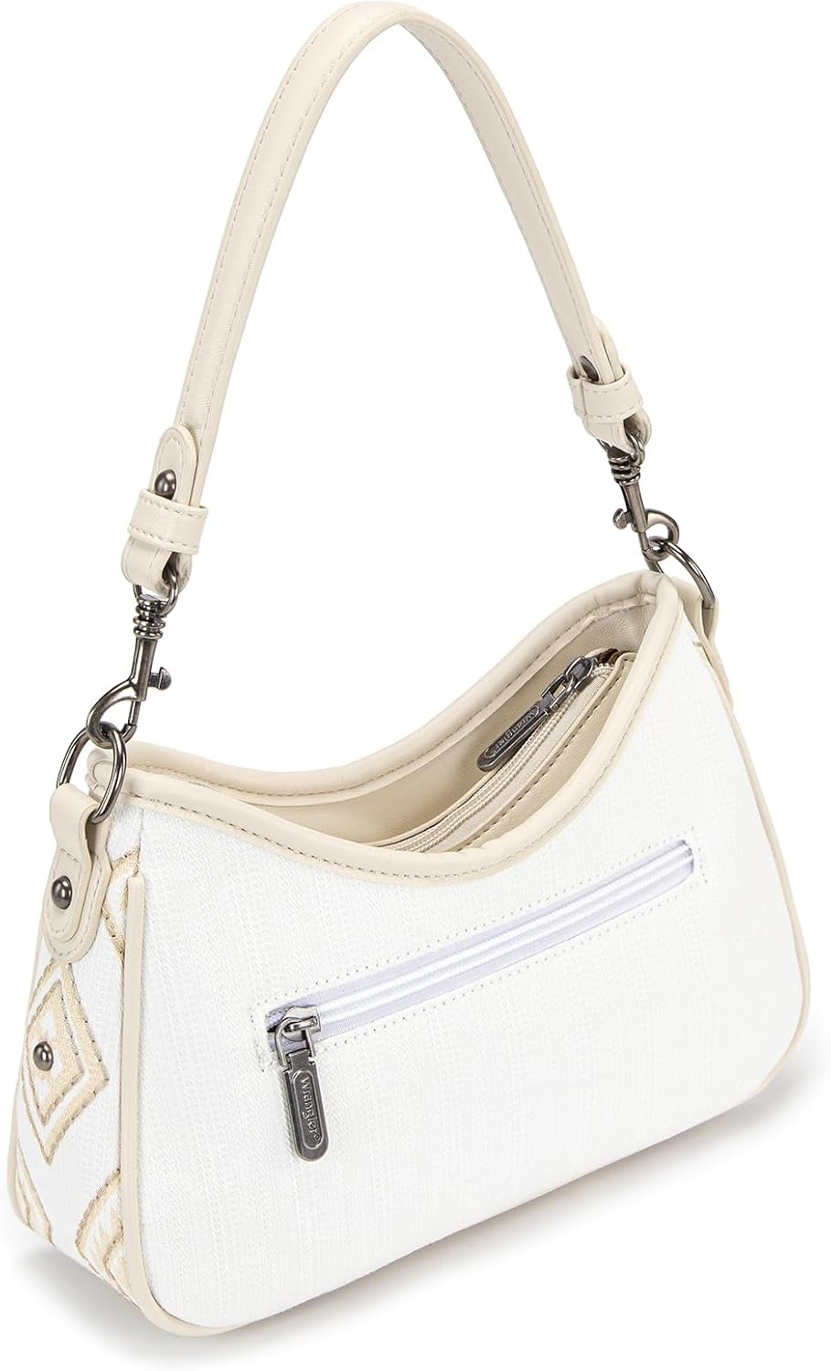 image:imageWrangler Shoulder Bag for Women Denim Rivet Hobo Purse With Detachable PouchSet Beige