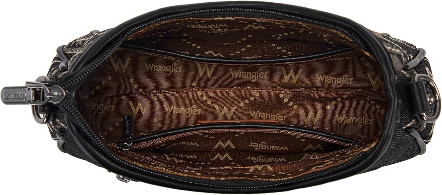 image:imageWrangler Shoulder Bag for Women Denim Rivet Hobo Purse With Detachable PouchSet Black