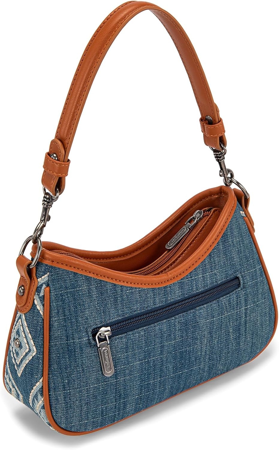 image:imageWrangler Shoulder Bag for Women Denim Rivet Hobo Purse With Detachable PouchSet Jean