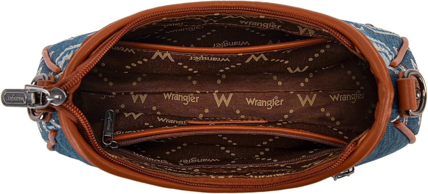 image:imageWrangler Shoulder Bag for Women Denim Rivet Hobo Purse With Detachable PouchSet Jean