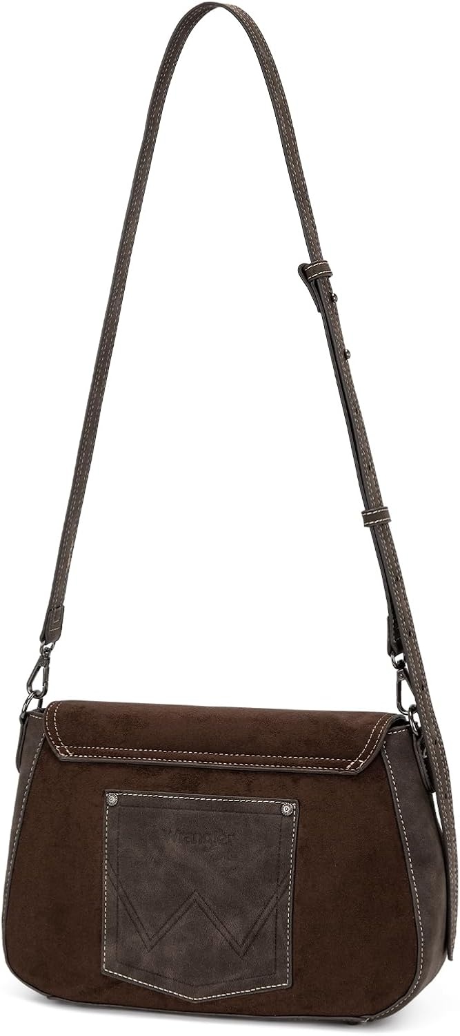 image:imageWrangler Suede Crossbody Bag for Women Western Purse Shoulder HandbagCoffee