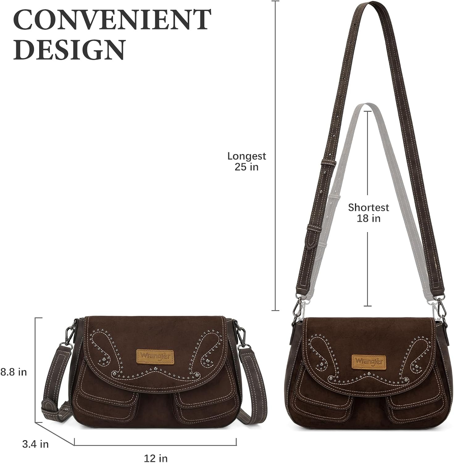 image:imageWrangler Suede Crossbody Bag for Women Western Purse Shoulder HandbagCoffee