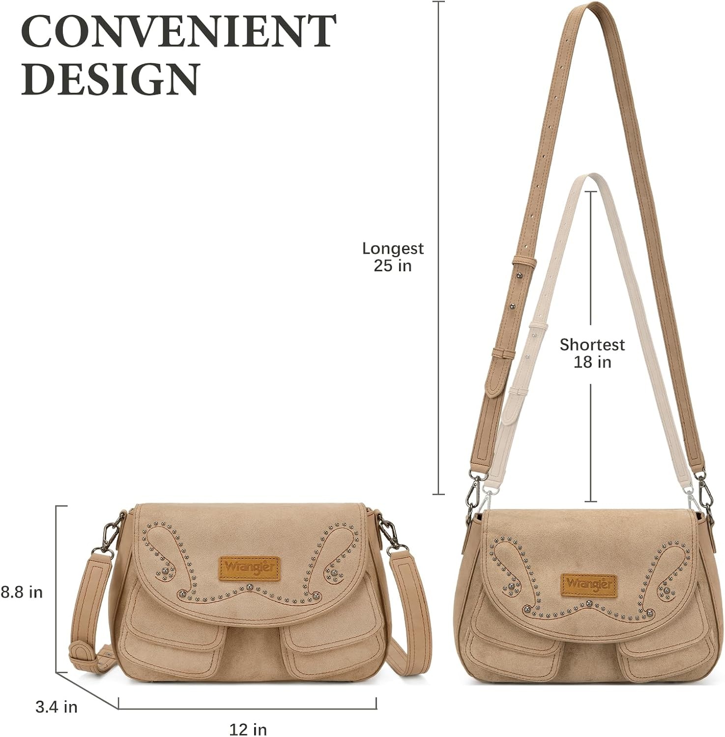 image:imageWrangler Suede Crossbody Bag for Women Western Purse Shoulder HandbagTan