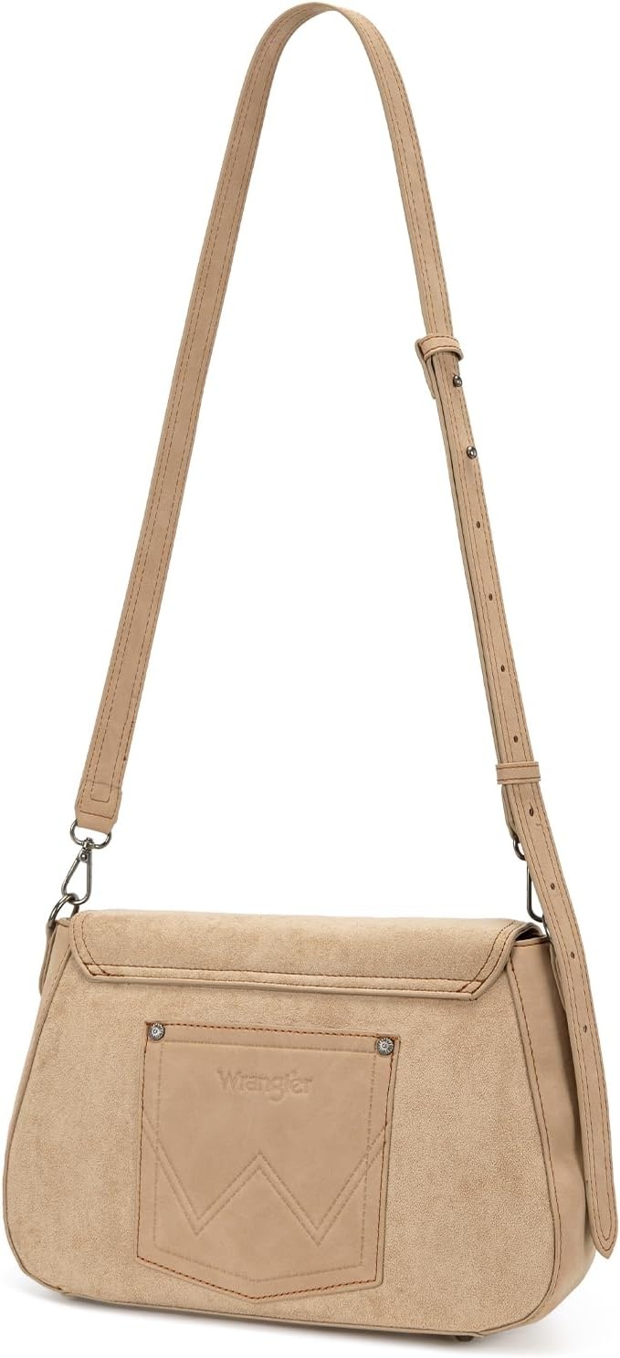 image:imageWrangler Suede Crossbody Bag for Women Western Purse Shoulder HandbagTan