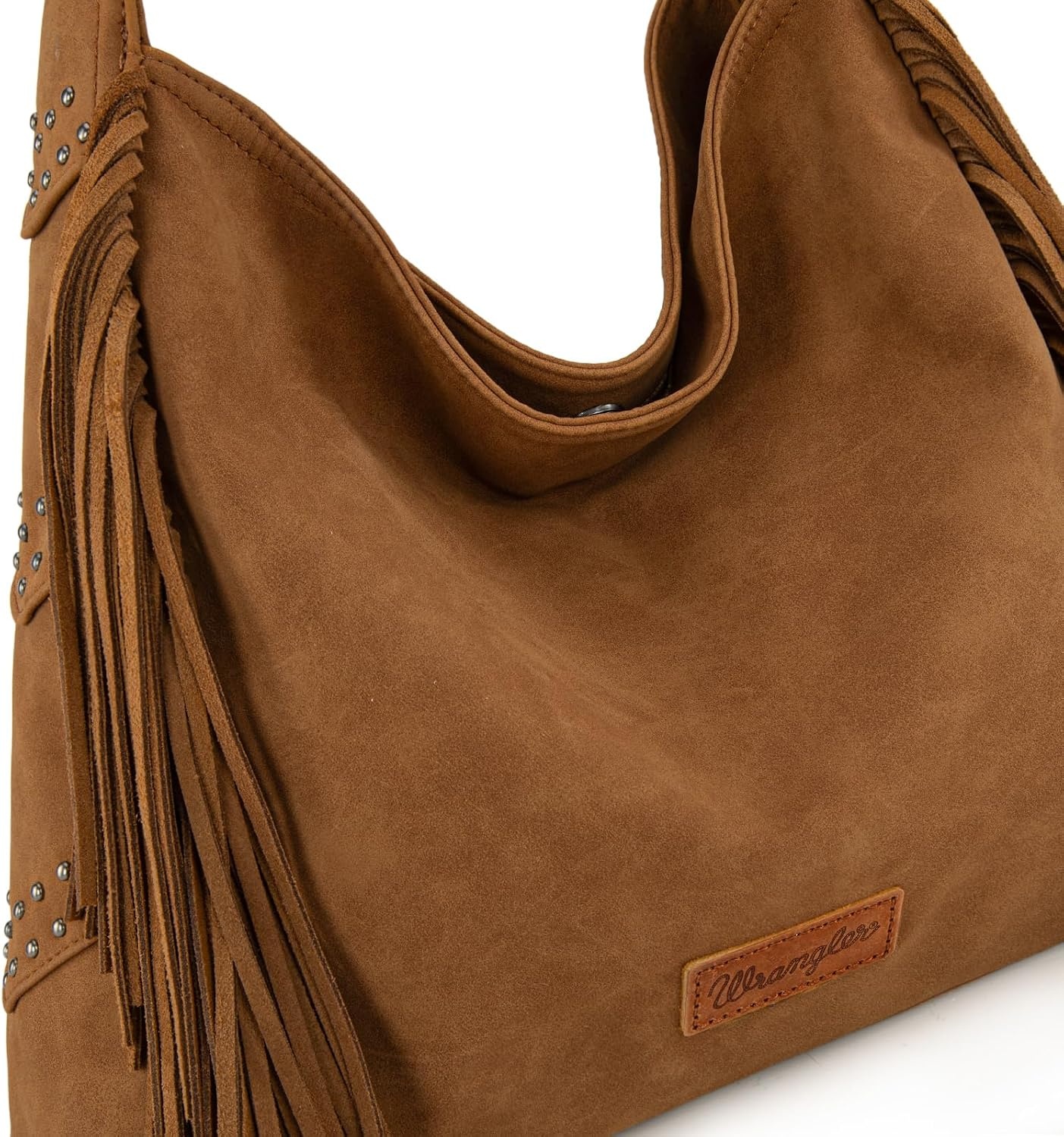 image:imageWrangler Suede Hobo Bag for Women Leather Fringe Western Purse Tassel Hippie Shoulder BagBright Brown