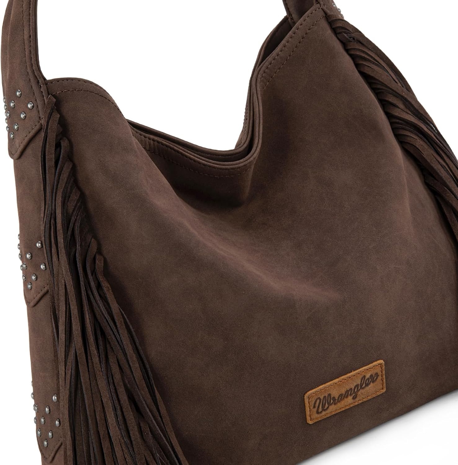 image:imageWrangler Suede Hobo Bag for Women Leather Fringe Western Purse Tassel Hippie Shoulder BagCoffee