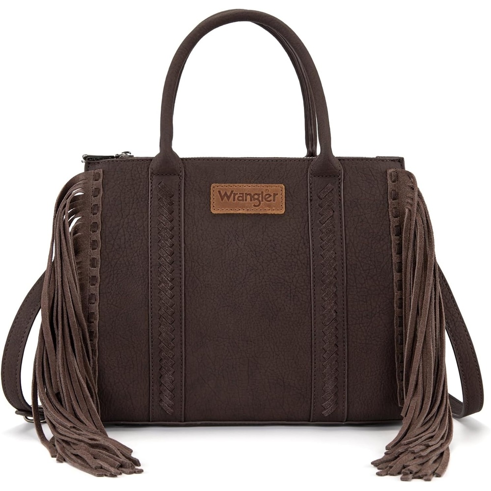 image:imageMontana West Wrangler Fringe Tote Bag for Women Western Shoulder Purse with Functional Pockets for Cowgirl StyleCoffee