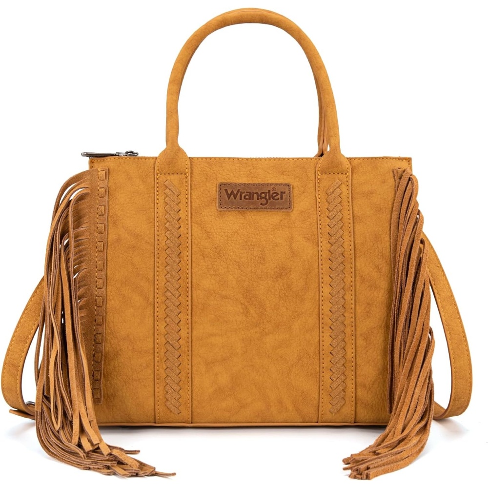 image:imageMontana West Wrangler Fringe Tote Bag for Women Western Shoulder Purse with Functional Pockets for Cowgirl StyleYellow