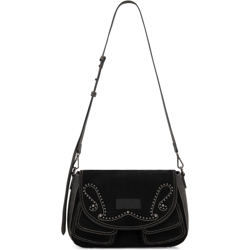 image:imageWrangler Suede Crossbody Bag for Women Western Purse Shoulder HandbagBlack