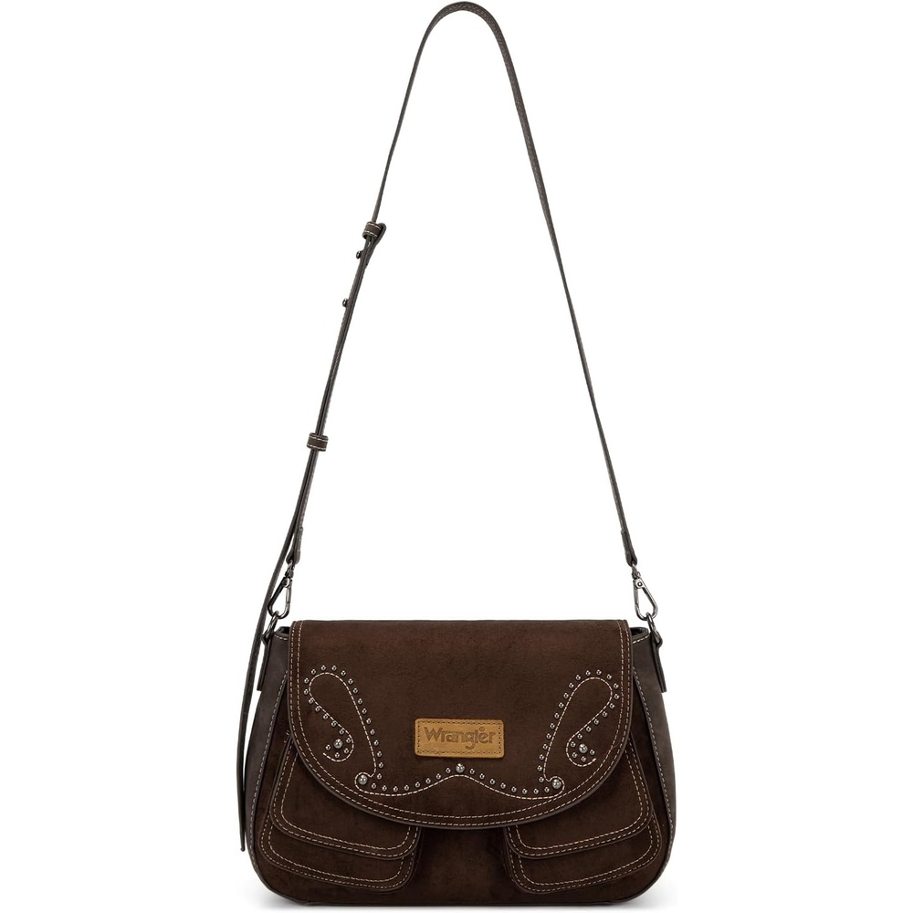 image:imageWrangler Suede Crossbody Bag for Women Western Purse Shoulder HandbagCoffee