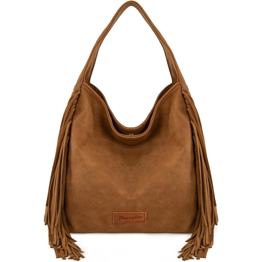 image:imageWrangler Suede Hobo Bag for Women Leather Fringe Western Purse Tassel Hippie Shoulder BagBright Brown