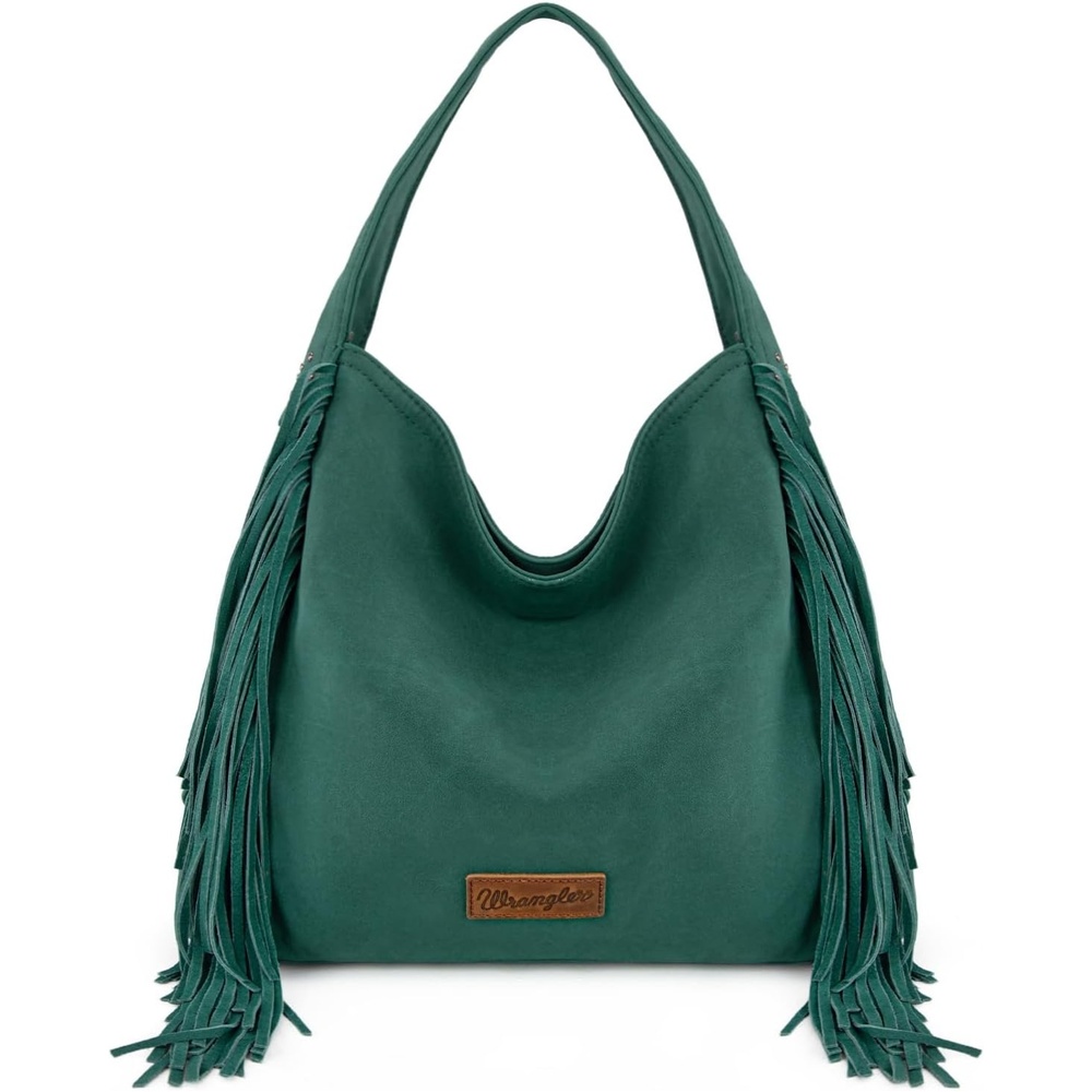 image:imageWrangler Suede Hobo Bag for Women Leather Fringe Western Purse Tassel Hippie Shoulder BagTurquoise