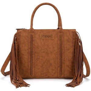 Montana West Wrangler Fringe Tote Bag for Women Western Shoulder Purse with Functional Pockets for Cowgirl Style(Brown)