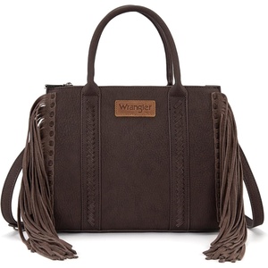 Montana West Wrangler Fringe Tote Bag for Women Western Shoulder Purse with Functional Pockets for Cowgirl Style(Coffee)
