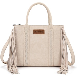Montana West Wrangler Fringe Tote Bag for Women Western Shoulder Purse with Functional Pockets for Cowgirl Style(Tan)