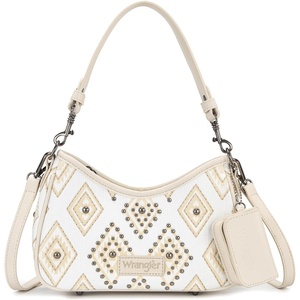 Wrangler Shoulder Bag for Women Denim Rivet Hobo Purse With Detachable Pouch(Set Beige)