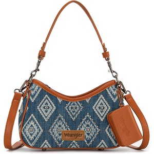 Wrangler Shoulder Bag for Women Denim Rivet Hobo Purse With Detachable Pouch(Set Jean)