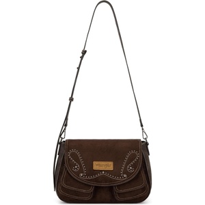 Wrangler Suede Crossbody Bag for Women Western Purse Shoulder Handbag(Coffee)