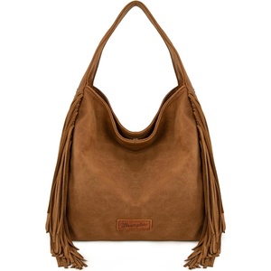 Wrangler Suede Hobo Bag for Women Leather Fringe Western Purse Tassel Hippie Shoulder Bag(Bright Brown)
