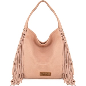 Wrangler Suede Hobo Bag for Women Leather Fringe Western Purse Tassel Hippie Shoulder Bag(Dark Pink)