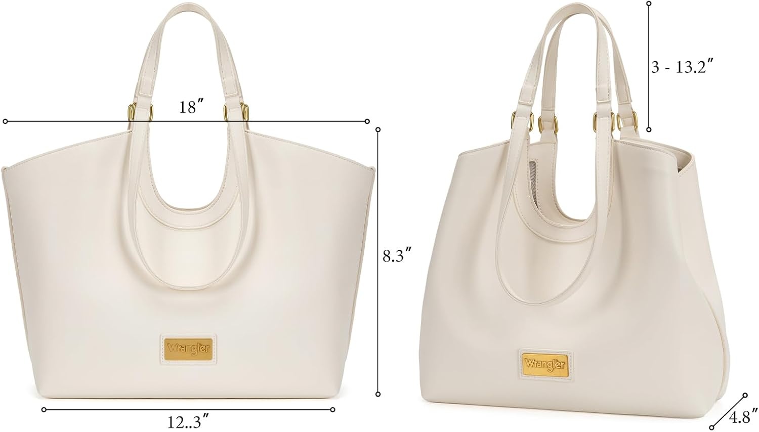 image:imageWrangler Tote Bag for Women Vegan Leather Handbag Large Shoulder PurseBeige