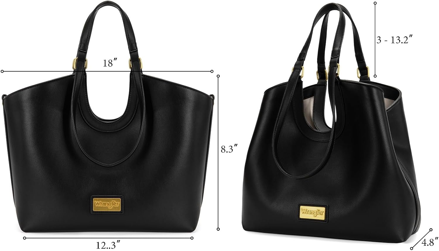 image:imageWrangler Tote Bag for Women Vegan Leather Handbag Large Shoulder PurseBlack
