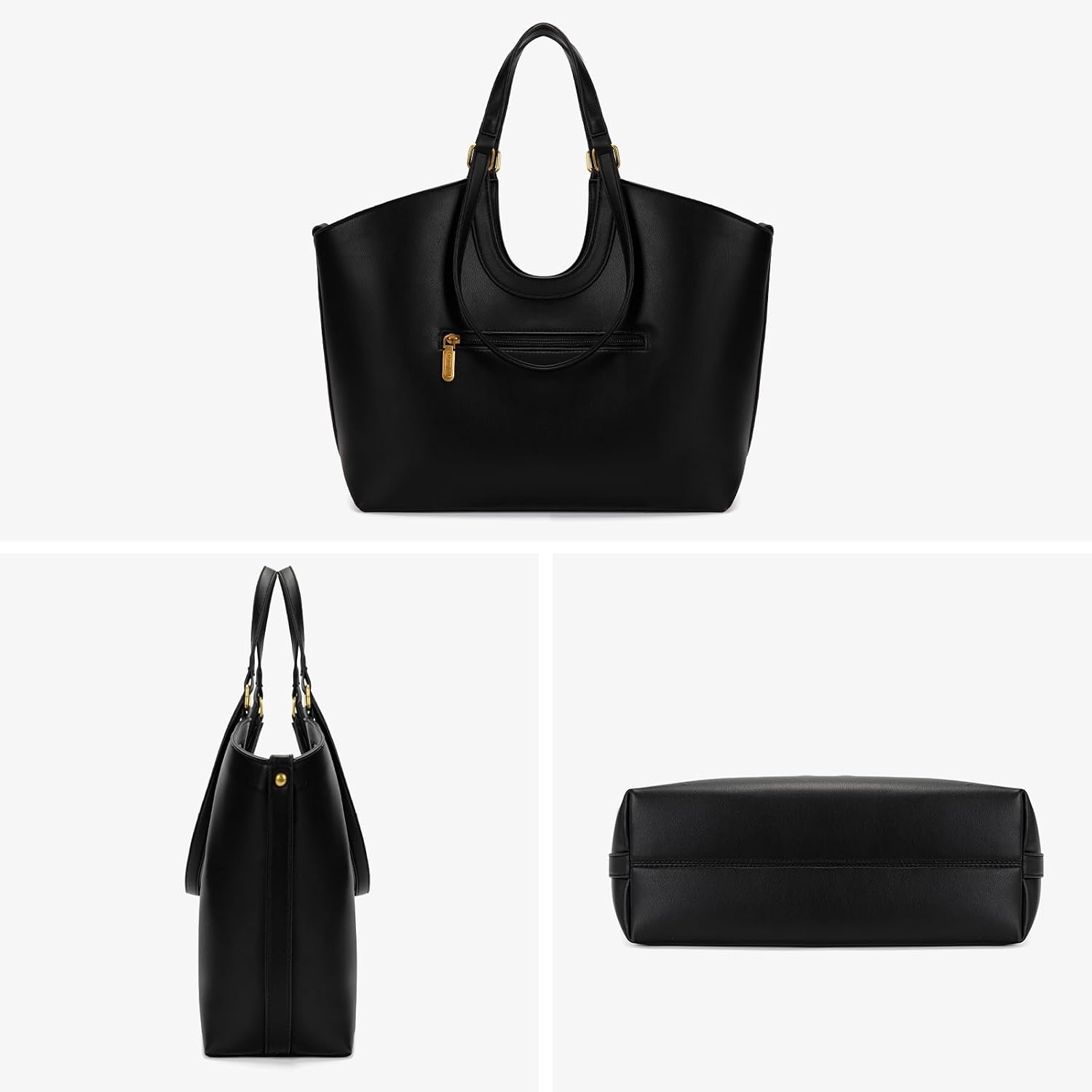 image:imageWrangler Tote Bag for Women Vegan Leather Handbag Large Shoulder PurseBlack