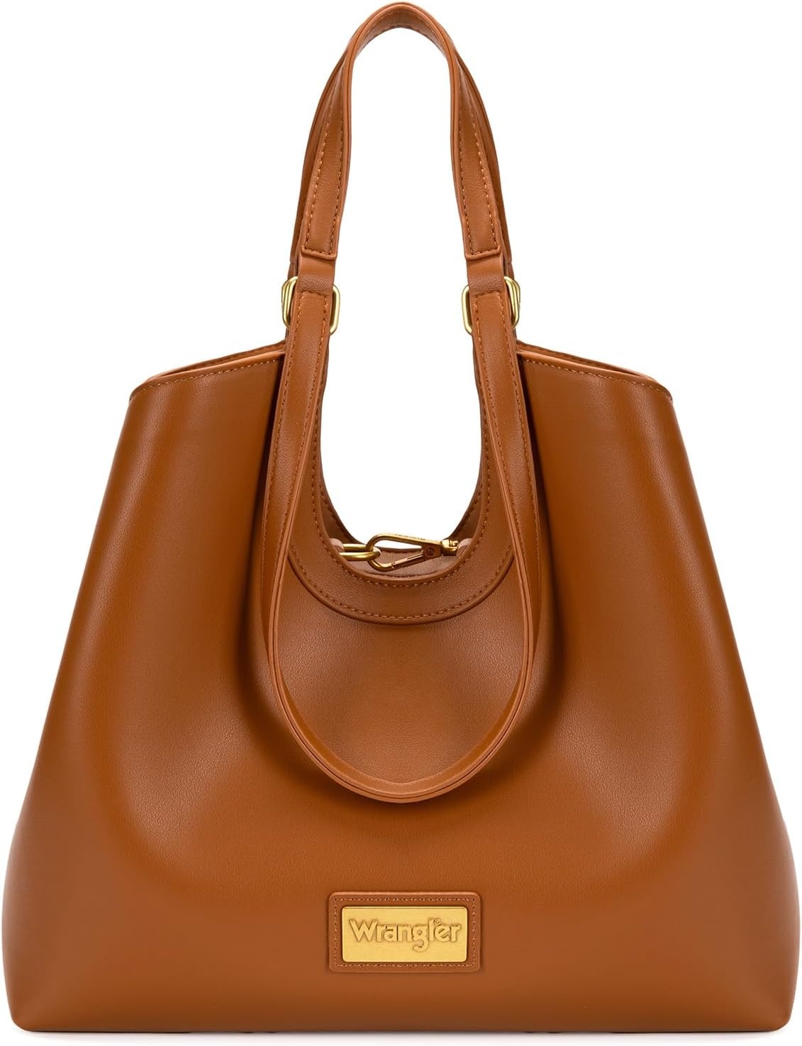 image:imageWrangler Tote Bag for Women Vegan Leather Handbag Large Shoulder PurseBrown