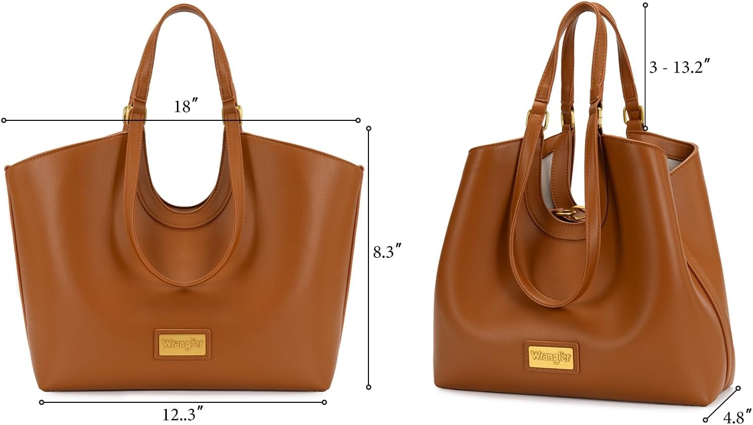 image:imageWrangler Tote Bag for Women Vegan Leather Handbag Large Shoulder PurseBrown