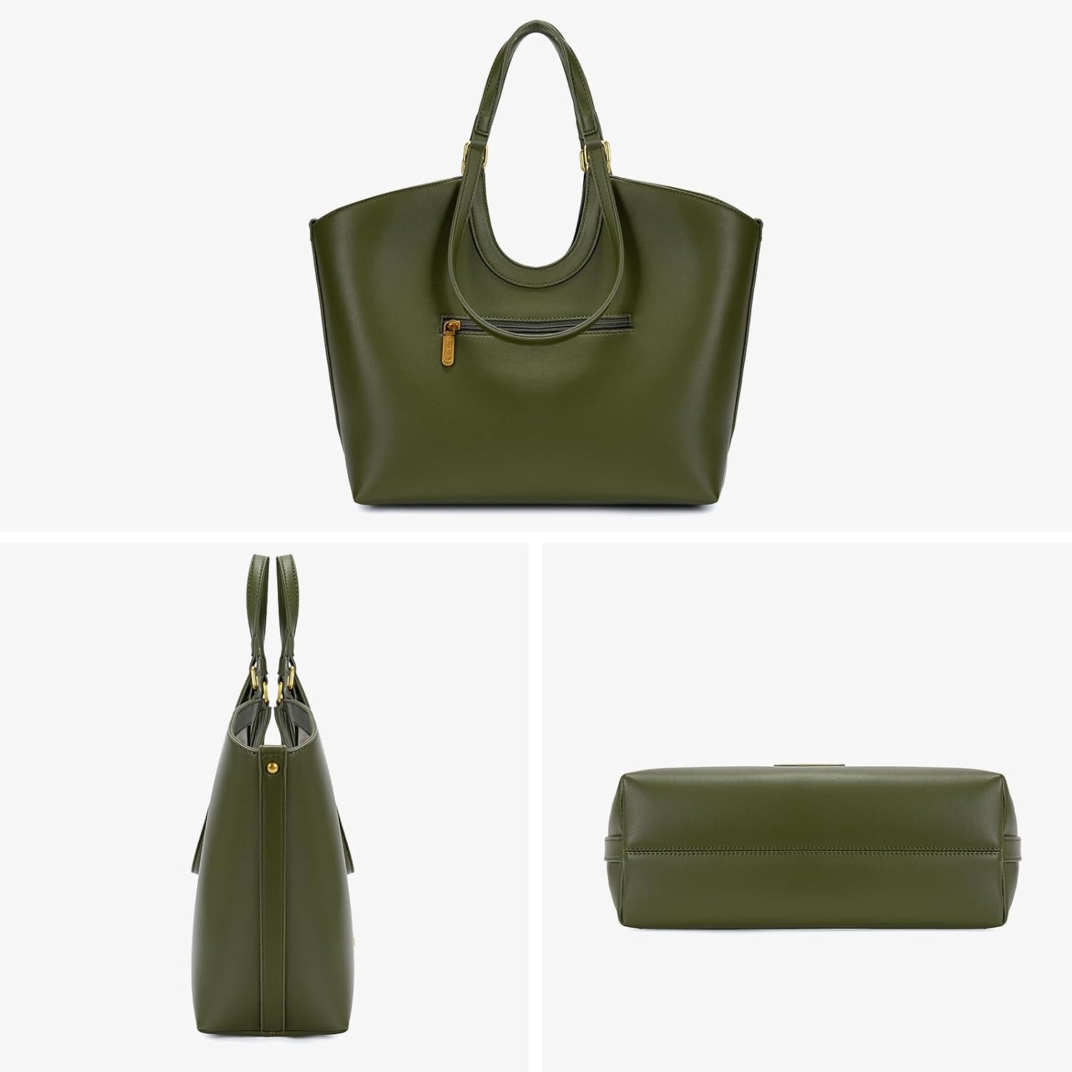 image:imageWrangler Tote Bag for Women Vegan Leather Handbag Large Shoulder PurseGreen