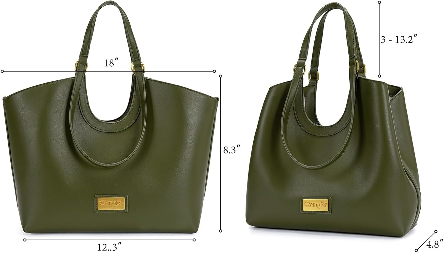 image:imageWrangler Tote Bag for Women Vegan Leather Handbag Large Shoulder PurseGreen