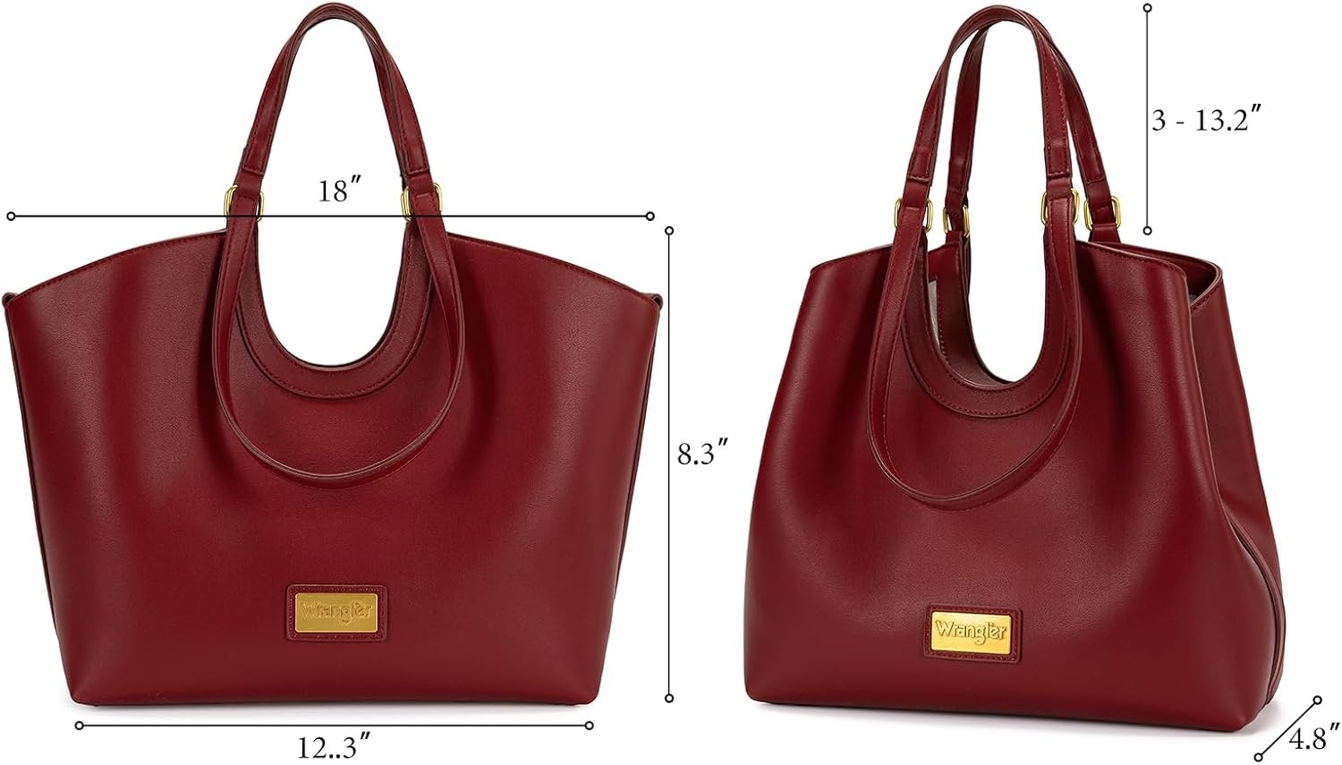image:imageWrangler Tote Bag for Women Vegan Leather Handbag Large Shoulder PurseRed