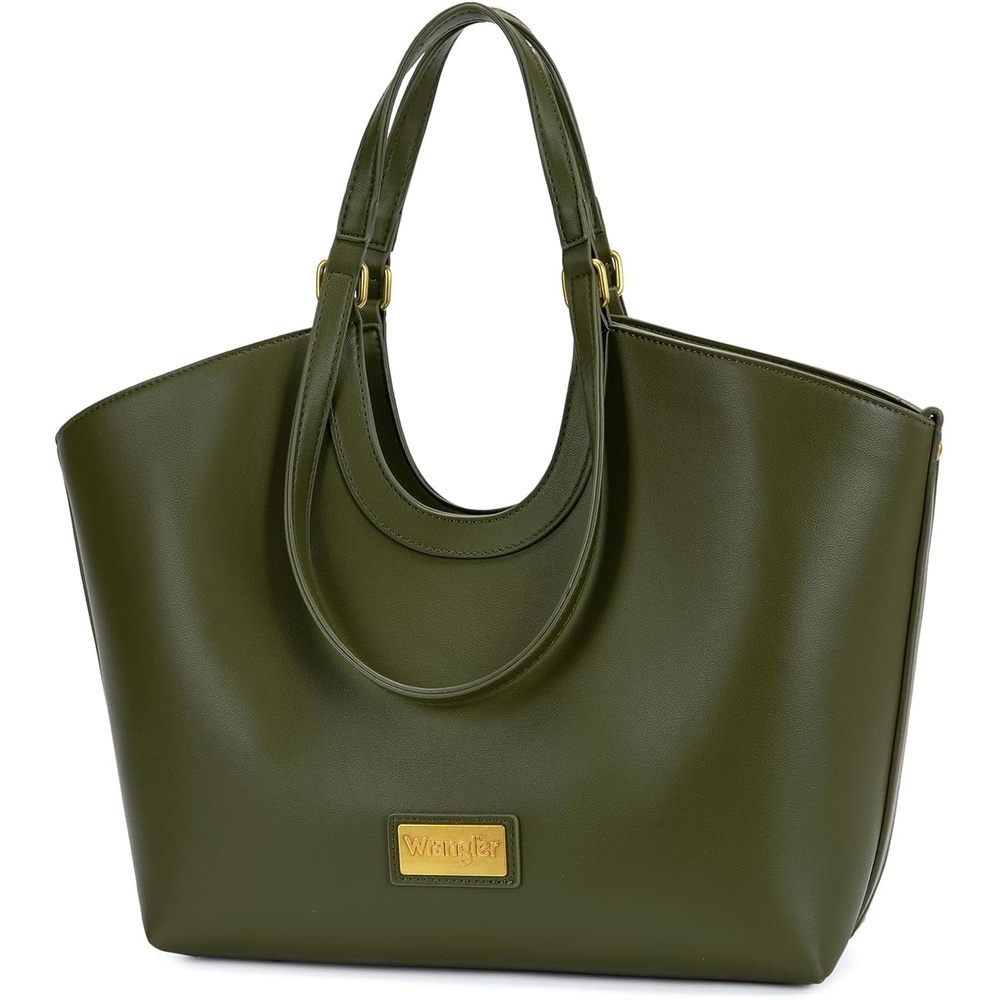 image:imageWrangler Tote Bag for Women Vegan Leather Handbag Large Shoulder PurseGreen