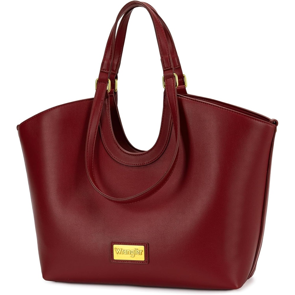 image:imageWrangler Tote Bag for Women Vegan Leather Handbag Large Shoulder PurseRed