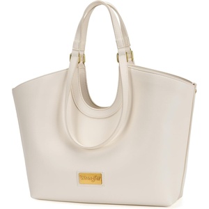 Wrangler Tote Bag for Women Vegan Leather Handbag Large Shoulder Purse(Beige)