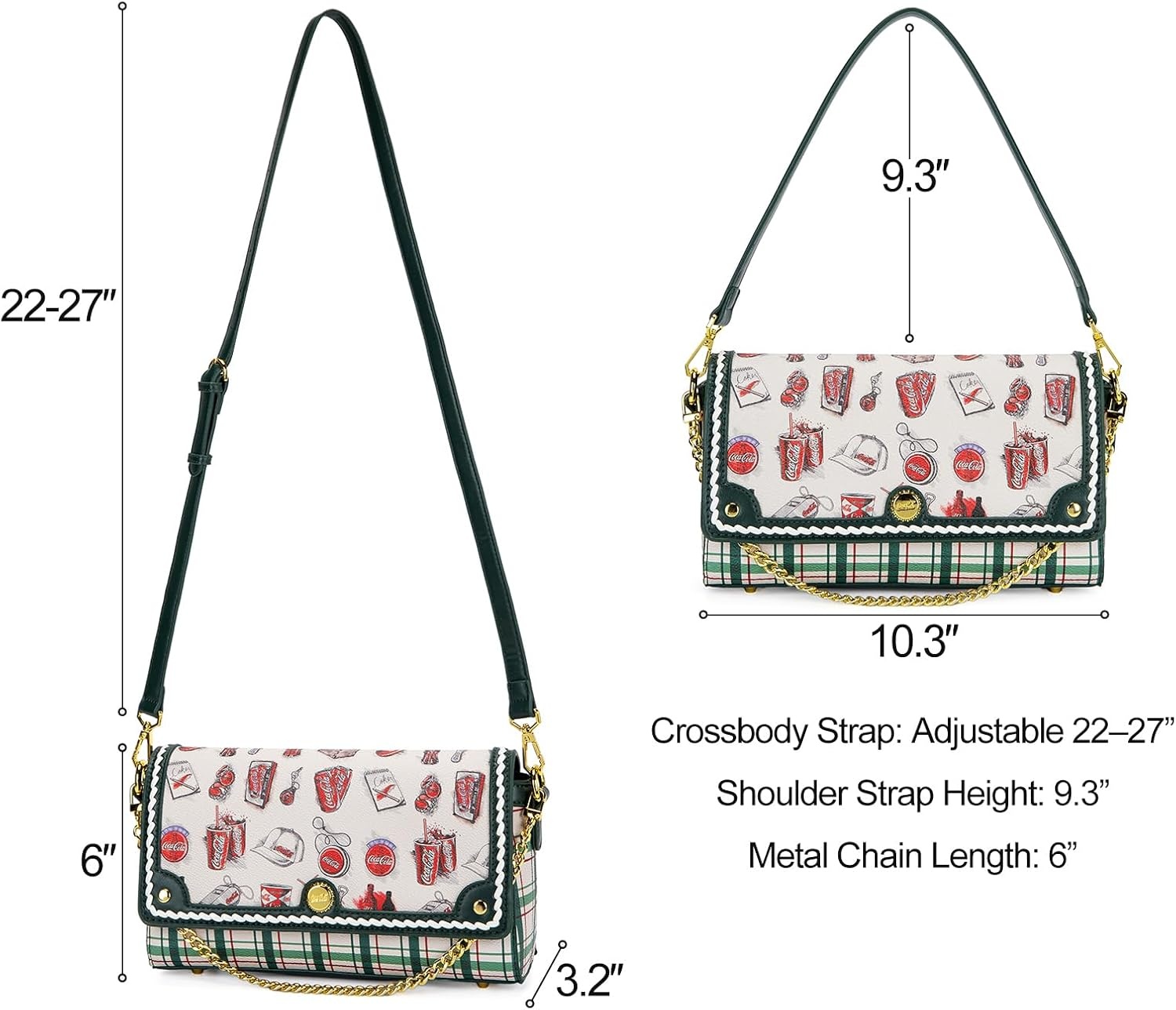 image:imageCocaCola Crossbody Bag for Women Shoulder Purse Handbag Y2K StyleGreen