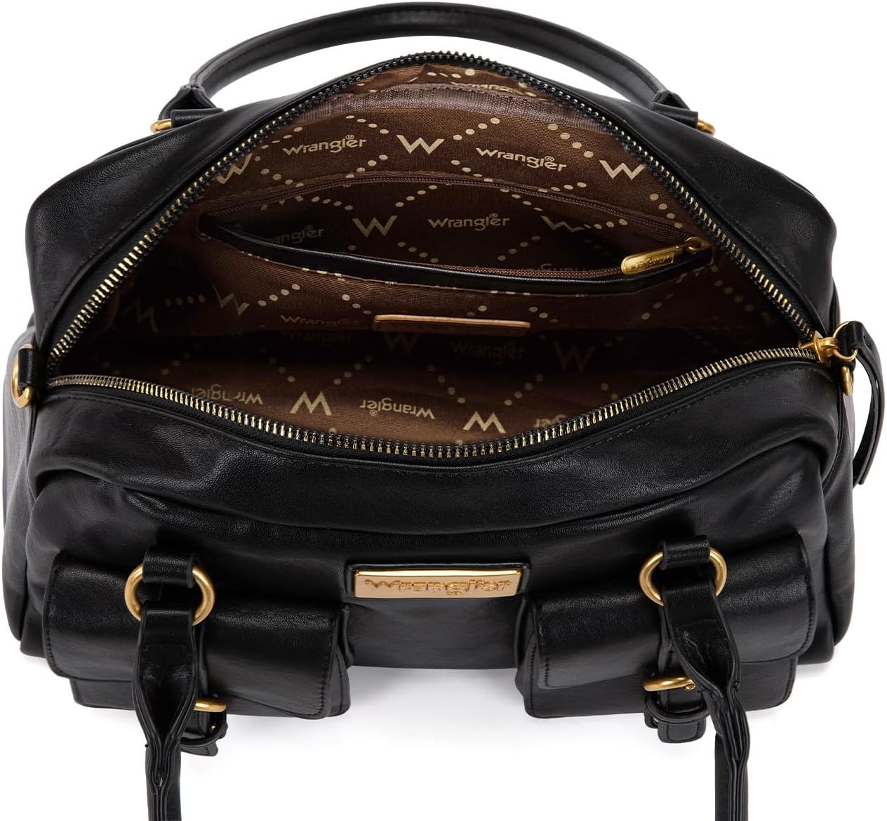 image:imageWrangler Satchel Handbags for Women Multi Pocket Top Handle Shoulder BagBlack