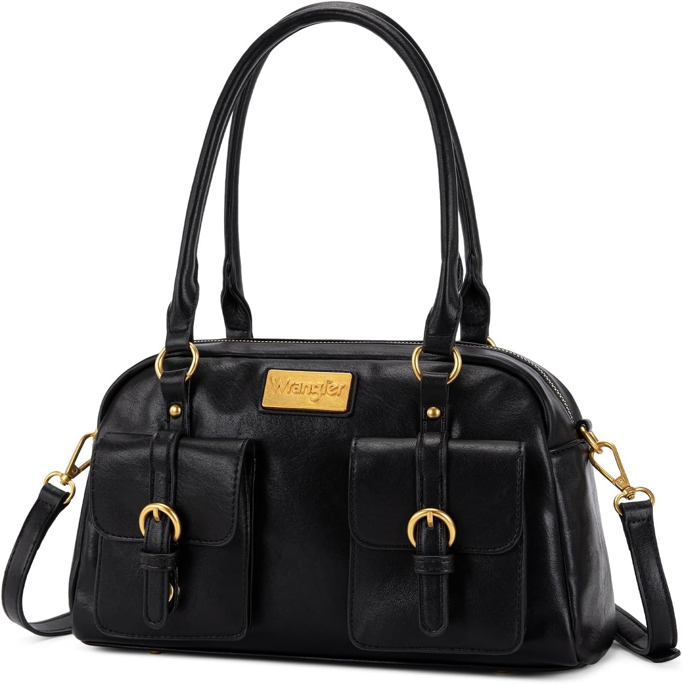 image:imageWrangler Satchel Handbags for Women Multi Pocket Top Handle Shoulder BagBlack