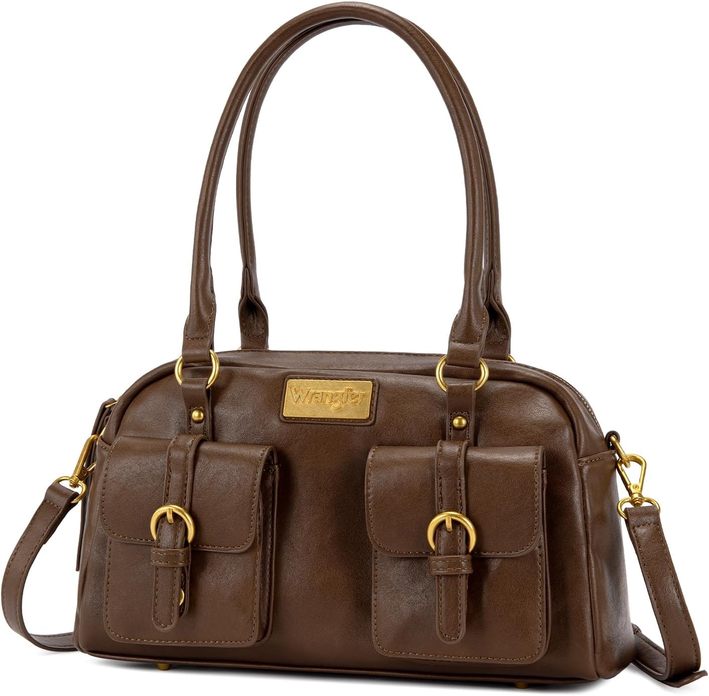 image:imageWrangler Satchel Handbags for Women Multi Pocket Top Handle Shoulder BagBrown