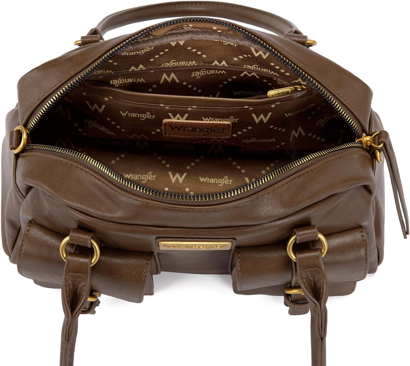 image:imageWrangler Satchel Handbags for Women Multi Pocket Top Handle Shoulder BagBrown