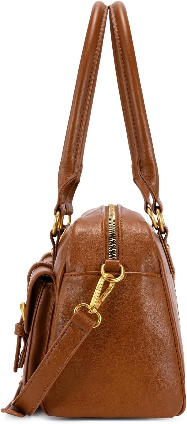 image:imageWrangler Satchel Handbags for Women Multi Pocket Top Handle Shoulder BagCognac