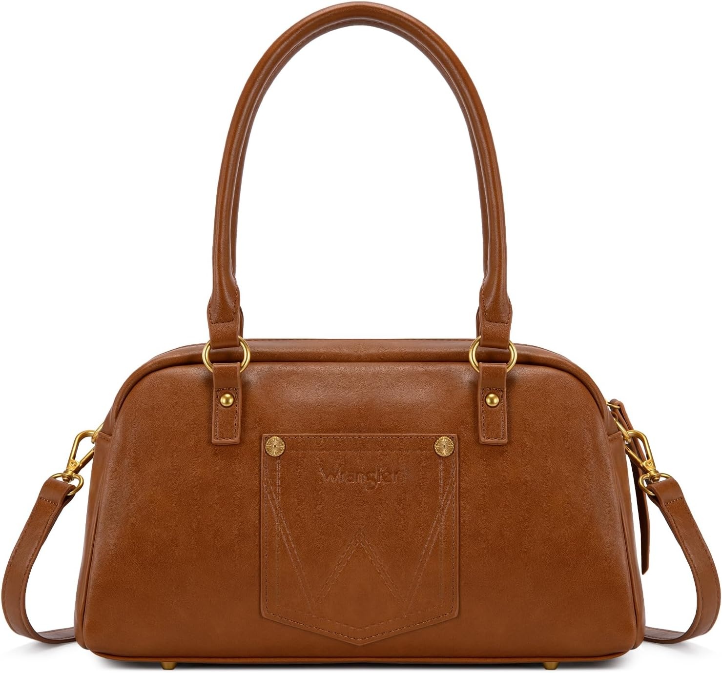 image:imageWrangler Satchel Handbags for Women Multi Pocket Top Handle Shoulder BagCognac