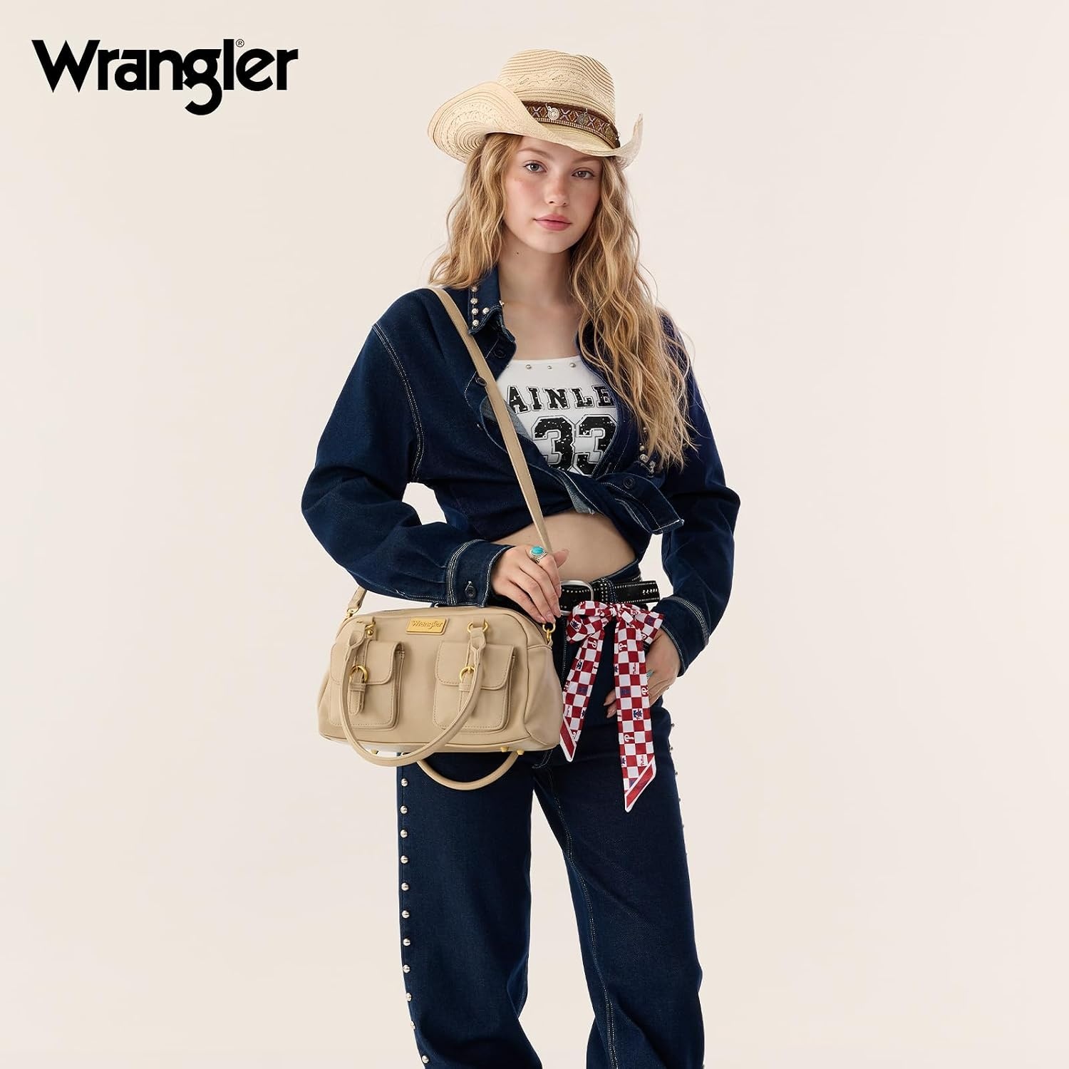 image:imageWrangler Satchel Handbags for Women Multi Pocket Top Handle Shoulder BagKhaki
