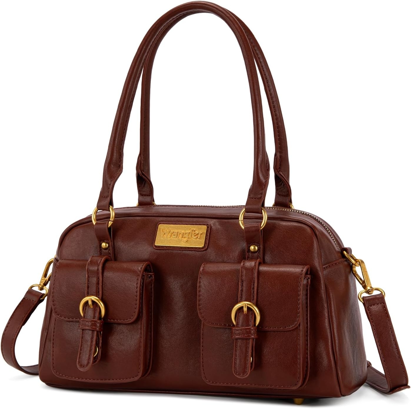 image:imageWrangler Satchel Handbags for Women Multi Pocket Top Handle Shoulder BagReddish Brown