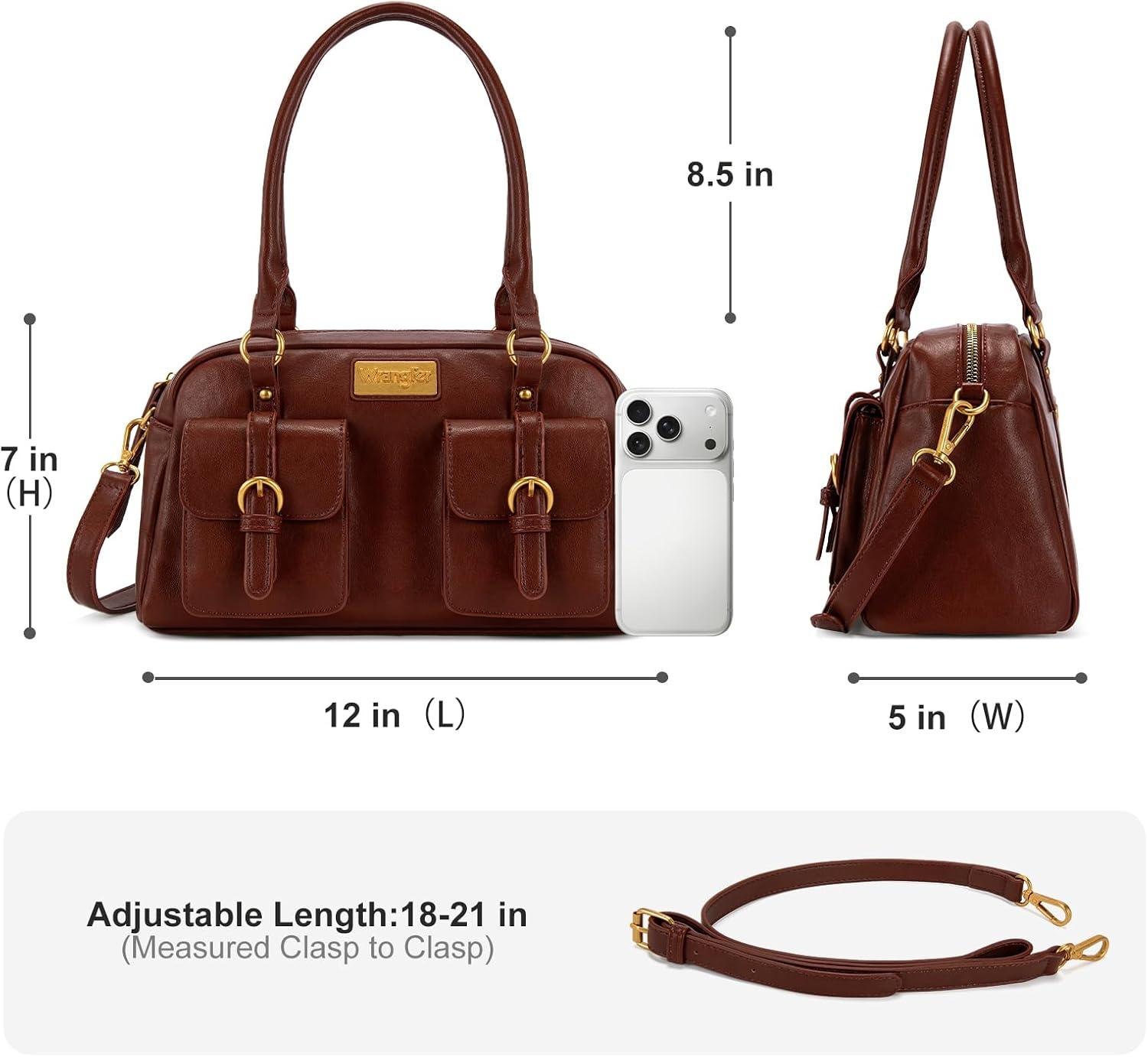 image:imageWrangler Satchel Handbags for Women Multi Pocket Top Handle Shoulder BagReddish Brown